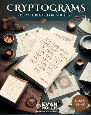 Cryptograms puzzle book for adults